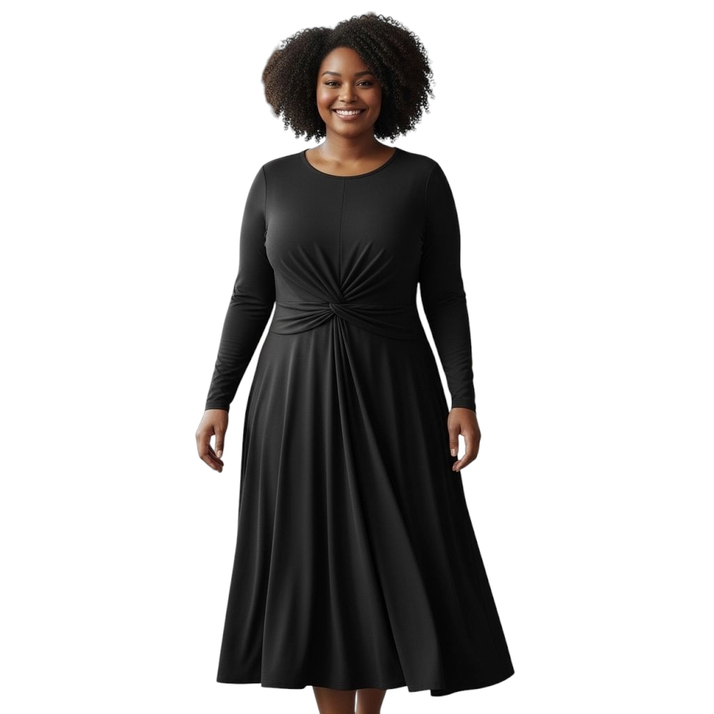 a new day Elegant Black Long Sleeve Dress